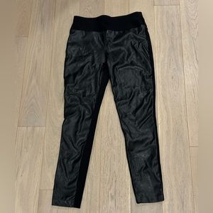 Black leggings with leather